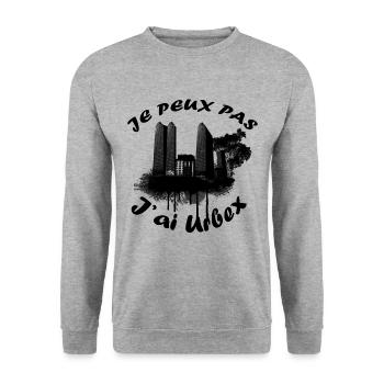 je peux pas j'ai urbex BEST-SELLER 🌟🌟 - Sweat-shirt Unisexe - gris chiné - Devant - Alina (178cm) & Michal (187cm)
