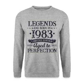 Les légendes sont nées en 1983 Cadeau d’anniversaire - Sweat-shirt Unisexe - gris chiné - Devant - Alina (178cm) & Michal (187cm)