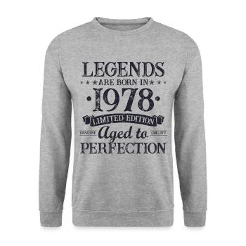 Les légendes sont nées en 1978 Cadeau d’anniversaire - Sweat-shirt Unisexe - gris chiné - Devant - Alina (178cm) & Michal (187cm)