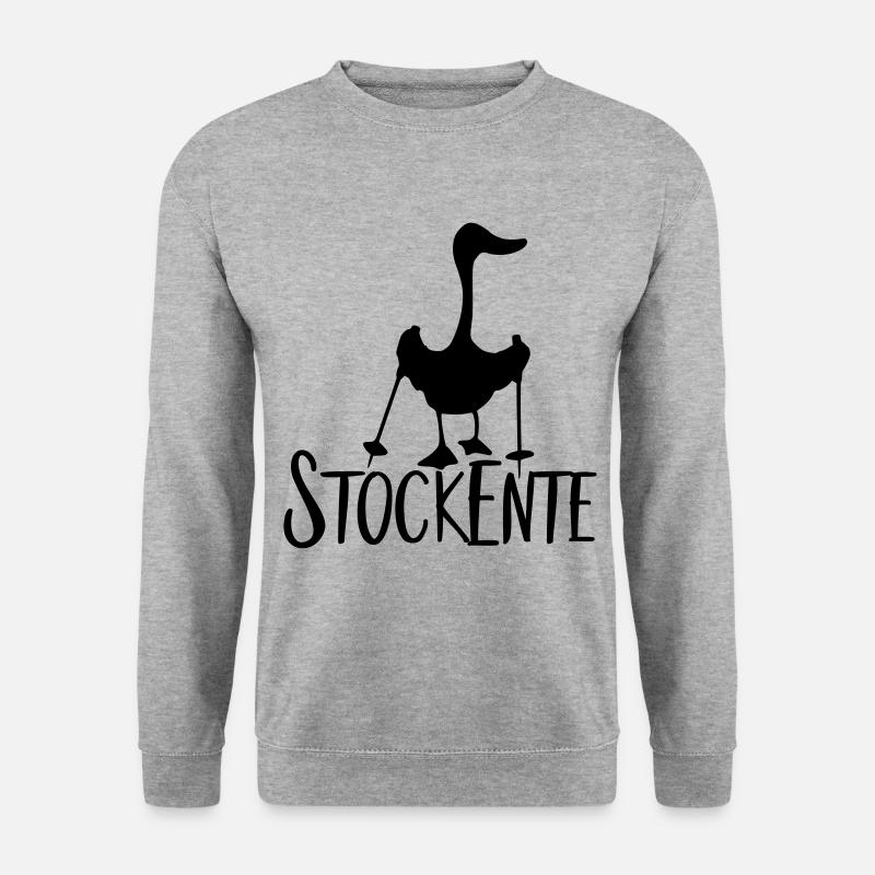 Stockente gemütlich entspannt Nordic Walking - Unisex Pullover - Weißgrau meliert