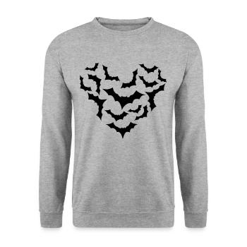 Fledermäuse Fledermaus Schwarm Halloween Herz - Unisex Pullover - Weißgrau meliert - Vorne - Alina (178cm) & Michal (187cm)