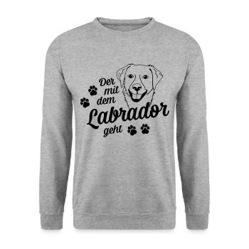 Der mit dem Labrador geht - Unisex Pullover - Weißgrau meliert - Vorne - Alina (178cm) & Michal (187cm)