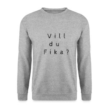 Funny Swedish sentence - Vill du Fika? - Unisex Sweatshirt - salt & pepper - Front - Alina (178cm) & Michal (187cm)