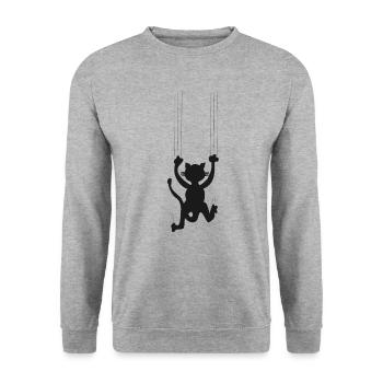 Chat drôle Chat noir T-shirts d'humour de chats - Sweat-shirt Unisexe - gris chiné - Devant - Alina (178cm) & Michal (187cm)