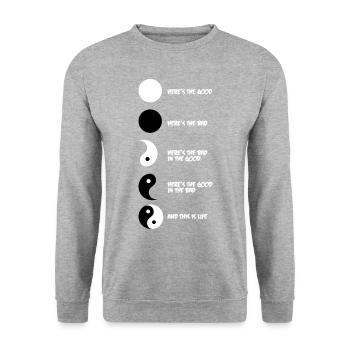 Yin Yang - Sweat-shirt Unisexe - gris chiné - Devant - Alina (178cm) & Michal (187cm)