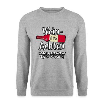 Lustiger Spruch zu Weihnachten mit Wein - Unisex Pullover - Weißgrau meliert - Vorne - Alina (178cm) & Michal (187cm)