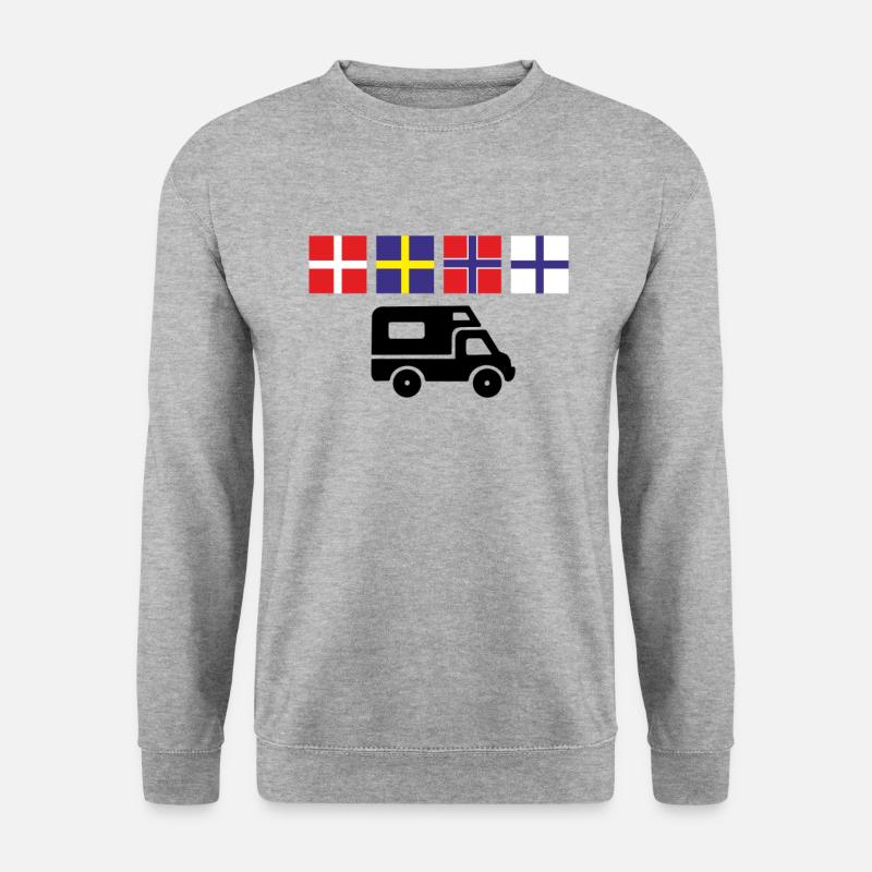Camping Urlaub in Skandinavien im Wohnmobil - Unisex Pullover - Weißgrau meliert