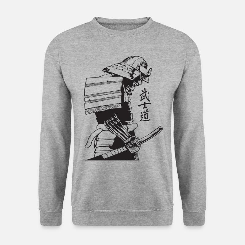 Samurai Warrior Washed, Rétro - Sweat-shirt Unisexe - gris chiné