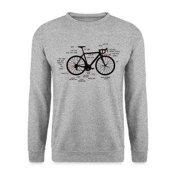 Rennrad Anatomie horizontal Fahrradteile schwarz - Unisex Pullover - Weißgrau meliert - Vorne - Alina (178cm) & Michal (187cm)