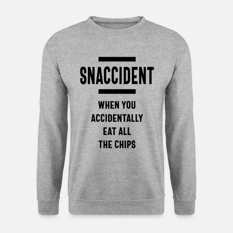 Snaccident, wenn Sie versehentlich alle Chips essen - Unisex Pullover - Weißgrau meliert