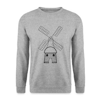 Windmühle aus Holland niederländisch Camp Geschenk - Unisex Pullover - Weißgrau meliert - Vorne - Alina (178cm) & Michal (187cm)