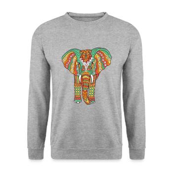Elefant Yoga Indien Gymnastik Geschenkidee Mandala - Unisex Pullover - Weißgrau meliert - Vorne - Alina (178cm) & Michal (187cm)