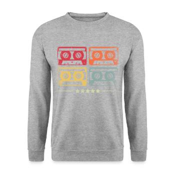 Cassette de mixage de musique vintage - Sweat-shirt Unisexe - gris chiné - Devant - Alina (178cm) & Michal (187cm)