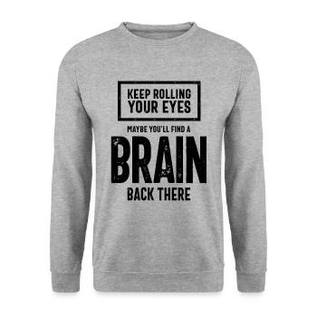 Sarkastisches Geschenk | Rollen Sie weiter mit den Augen - Unisex Pullover - Weißgrau meliert - Vorne - Alina (178cm) & Michal (187cm)