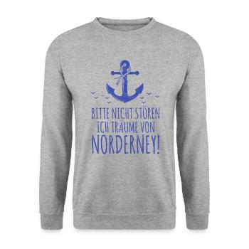 Norderney - Norddeutschland Norddeutsche Spruch - Unisex Pullover - Weißgrau meliert - Vorne - Alina (178cm) & Michal (187cm)