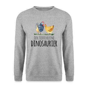 Perfekter Hühner Spruch für Hühnerhalter Geschenk - Unisex Pullover - Weißgrau meliert - Vorne - Alina (178cm) & Michal (187cm)