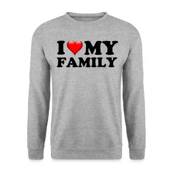 J'ADORE MA FAMILLE - Sweat-shirt Unisexe - gris chiné - Devant - Alina (178cm) & Michal (187cm)