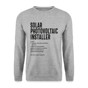 Solar Photovoltaic Installer Gift Funny Job Title - Unisex Sweatshirt - salt & pepper - Front - Alina (178cm) & Michal (187cm)
