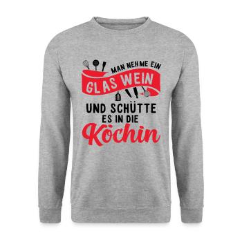 Netter Hobbykoch Spruch, kochen Geschenk - Unisex Pullover - Weißgrau meliert - Vorne - Alina (178cm) & Michal (187cm)