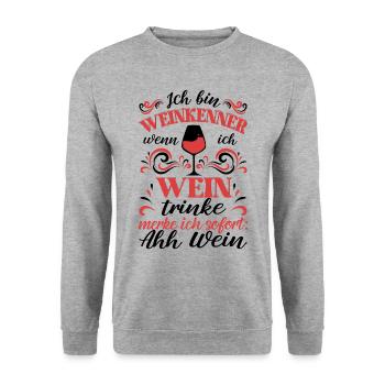 Toller Weinschorle Spruch, Wein Geschenk - Unisex Pullover - Weißgrau meliert - Vorne - Alina (178cm) & Michal (187cm)