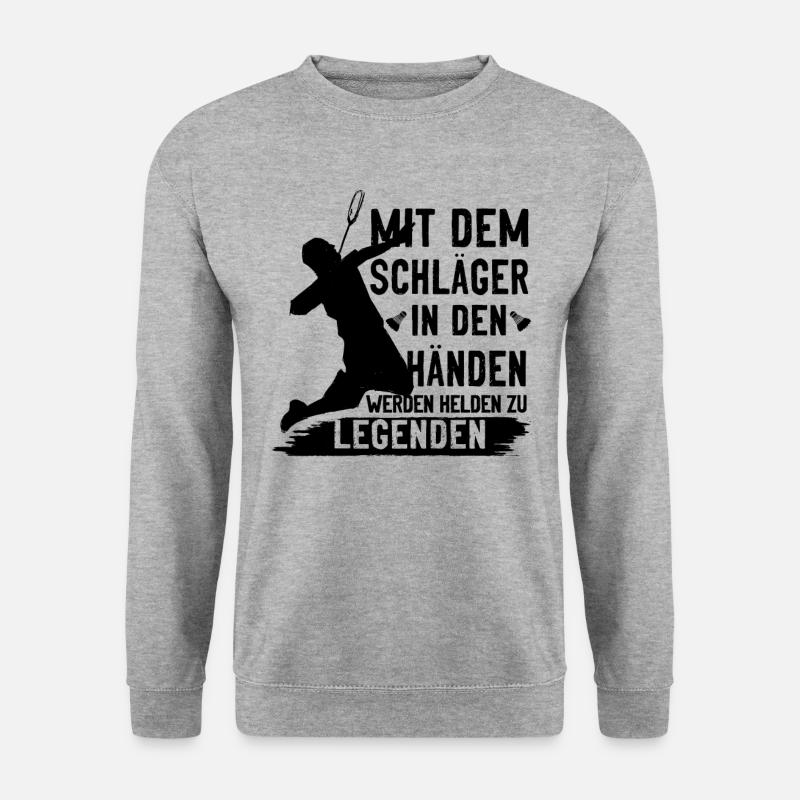 Badminton Platz Spruch, Badminton Geschenk - Unisex Pullover - Weißgrau meliert