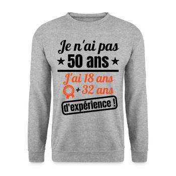 50 ans anniversaire millésime 1973 humour - Sweat-shirt Unisexe - gris chiné - Devant - Alina (178cm) & Michal (187cm)