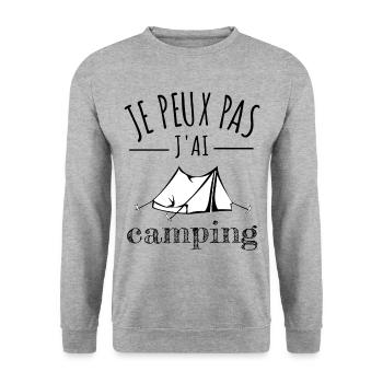 je peux pas j’ai camping humour campeur sport - Sweat-shirt Unisexe - gris chiné - Devant - Alina (178cm) & Michal (187cm)