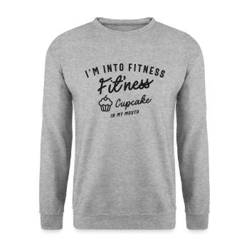 I'm Into Fitness Fit'ness Cupcake In My Mouth - Unisex Sweatshirt - salt & pepper - Front - Alina (178cm) & Michal (187cm)