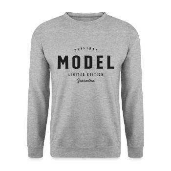 Modell Lustige Berufsbezeichnung Beruf Geburtstagsarbeiter - Unisex Pullover - Weißgrau meliert - Vorne - Alina (178cm) & Michal (187cm)