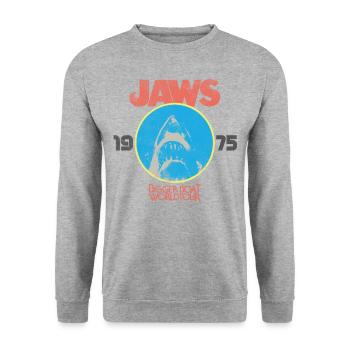 Les Dents De La Mer Jaws 1975 Bigger Boat - Sweat-shirt Unisexe - gris chiné - Devant - Alina (178cm) & Michal (187cm)