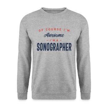 Sonograph Job Beruf Geburtstagsarbeiter - Unisex Pullover - Weißgrau meliert - Vorne - Alina (178cm) & Michal (187cm)
