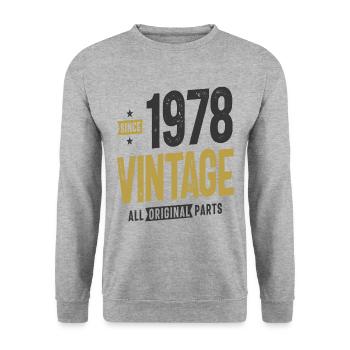 Depuis 1978 Vintage Original Parts - 44ème anniversaire - Sweat-shirt Unisexe - gris chiné - Devant - Alina (178cm) & Michal (187cm)
