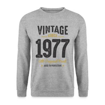 Vintage Depuis 1977 Pièces d’origine - 45ème anniversaire - Sweat-shirt Unisexe - gris chiné - Devant - Alina (178cm) & Michal (187cm)
