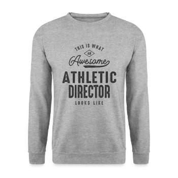 Funny Awesome Athletic Director Job Beruf - Unisex Pullover - Weißgrau meliert - Vorne - Alina (178cm) & Michal (187cm)