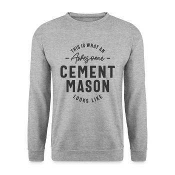 Lustig Awesome Cement Mason Job Beruf - Unisex Pullover - Weißgrau meliert - Vorne - Alina (178cm) & Michal (187cm)
