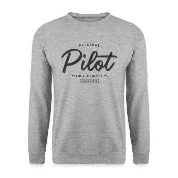 Pilot Funny Job Title Profession Birthday Worker - Unisex Sweatshirt - salt & pepper - Front - Alina (178cm) & Michal (187cm)