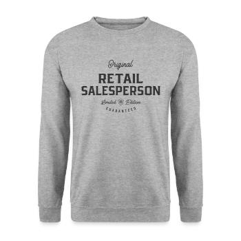 Retail Salesperson Funny Job Title Profession - Unisex Sweatshirt - salt & pepper - Front - Alina (178cm) & Michal (187cm)