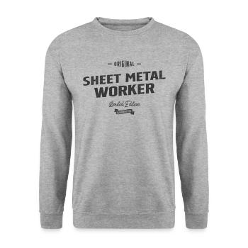 Blecharbeiter Lustige Berufsbezeichnung Beruf - Unisex Pullover - Weißgrau meliert - Vorne - Alina (178cm) & Michal (187cm)