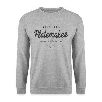 Platemaker Funny Job Title Profession Birthday - Unisex Sweatshirt - salt & pepper - Front - Alina (178cm) & Michal (187cm)