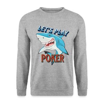 Poker Spieler Pokershark will spielen - Unisex Pullover - Weißgrau meliert - Vorne - Alina (178cm) & Michal (187cm)