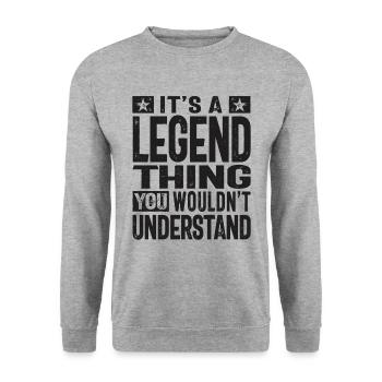 Es ist eine Legendensache personalisierter Name - Unisex Pullover - Weißgrau meliert - Vorne - Alina (178cm) & Michal (187cm)