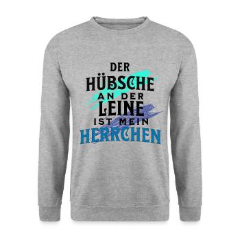 Herrchen Gassi Spruch - Unisex Pullover - Weißgrau meliert - Vorne - Alina (178cm) & Michal (187cm)
