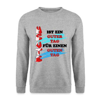 Schöner Tag für lebensfrohe Menschen - Unisex Pullover - Weißgrau meliert - Vorne - Alina (178cm) & Michal (187cm)