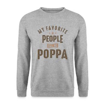 My Favorite People Call Me Poppa - Unisex Sweatshirt - salt & pepper - Front - Alina (178cm) & Michal (187cm)