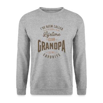 On m’a appelé beaucoup de noms, mais grand-père est mon - Sweat-shirt Unisexe - gris chiné - Devant - Alina (178cm) & Michal (187cm)