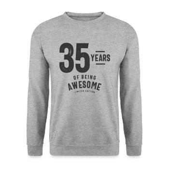 35 Jahre Awesome 35. Geburtstag - Unisex Pullover - Weißgrau meliert - Vorne - Alina (178cm) & Michal (187cm)