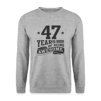 47 Jahre Awesome 47. Geburtstag - Unisex Pullover - Weißgrau meliert - Vorne - Alina (178cm) & Michal (187cm)