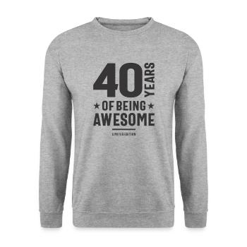 40 Years Of Being Awesome 40th Birthday - Unisex Sweatshirt - salt & pepper - Front - Alina (178cm) & Michal (187cm)