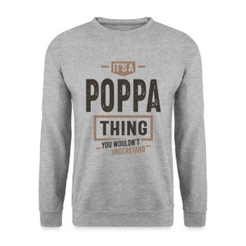 Mens It's a Poppa Thing Funny Dad Grandpa - Unisex Sweatshirt - salt & pepper - Front - Alina (178cm) & Michal (187cm)