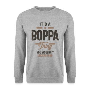 Mens It's a Boppa Thing Funny Dad Grandpa - Unisex Sweatshirt - salt & pepper - Front - Alina (178cm) & Michal (187cm)